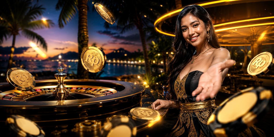 Meja roulette casino bercahaya neon dengan suasana hiburan malam yang meriah